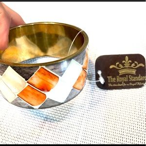 NEW Wide Bangle Brass Orange Cream Bracelet